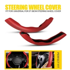 2PC For Universal Red Carbon Fiber Car Steering Wheel Booster Cover Accessories