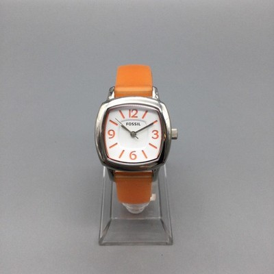 Fossil Womens Watch 28mm White Dial Orange Silicone Band ES  display picture 2