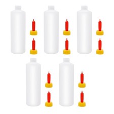 5 Pack 500ml Livestock Feeding Bottles With 10 Silicone Teats Lamb Goat Calf