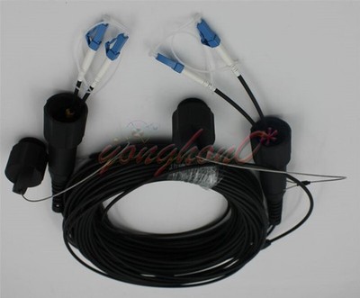 200M LC-LC UPC SM Duplex Armored Field TPU Optical Patch Cord Waterproof Head #t