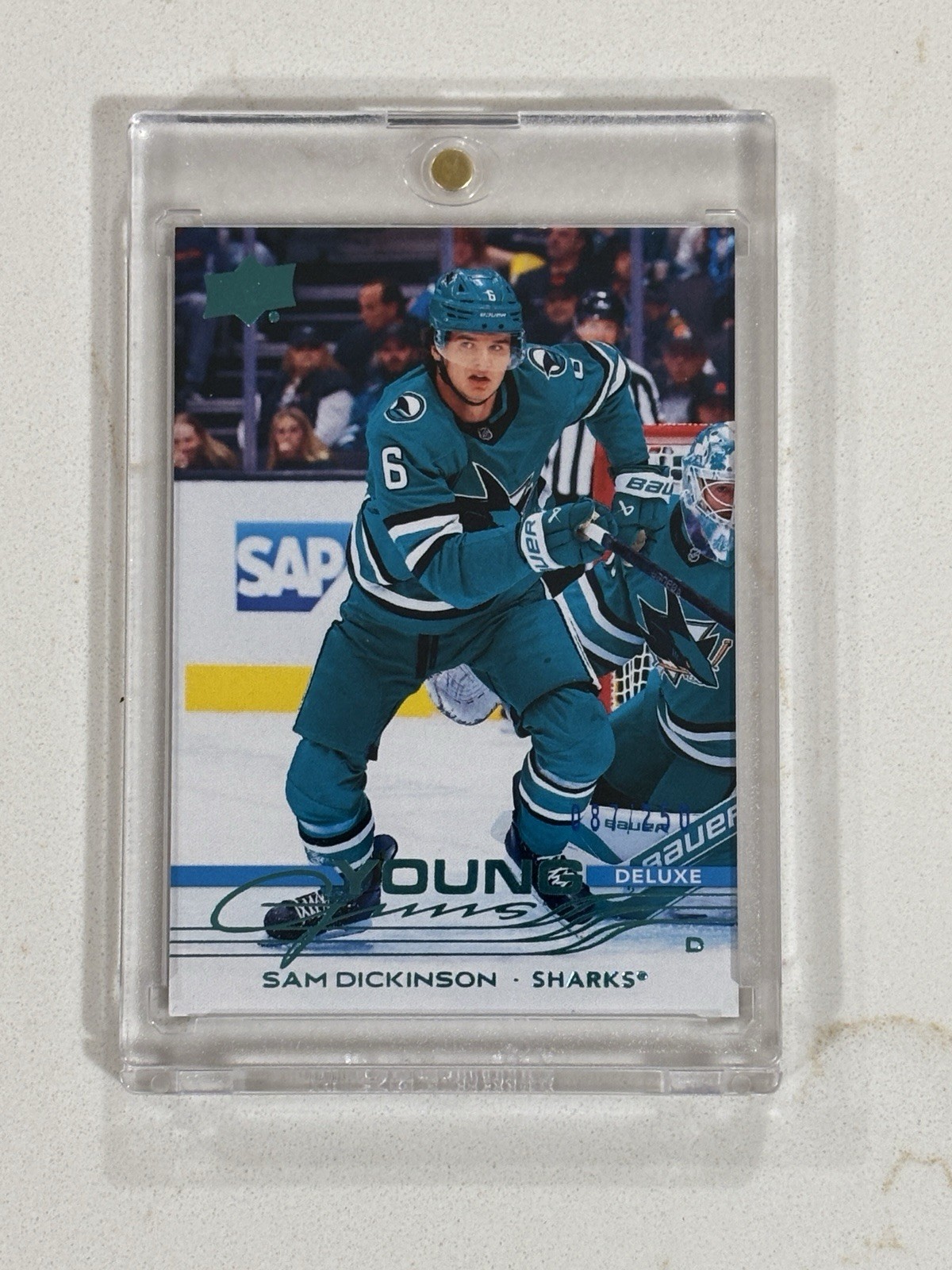 Sam Dickinson Sharks 2025-26 Upper Deck series 2 Young Guns Deluxe /250 RC #479