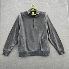 Calvin Klein Men Sweater 2XL Gray Long Sleeve 1/4 Zip Pullover