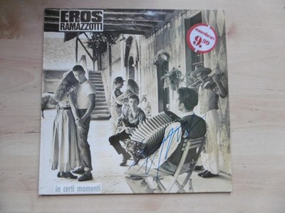 Eros Ramazotti autographs signed LP cover ''in certi momenti'' vinyl