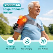 NEW Cordless Shoulder Heating Pad, Heated Shoulder Brace with Vibration Massage