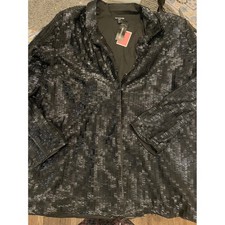 PrettyLittleThing Plus Black Sequin Oversized Shirt Longline Jacket XL NWT