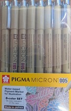 Sakura Pigma Micron Fineliners Pen 0.2mm Assorted Color 8 Pens 005-Assort Color 
