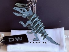 NWT COACH REXY BAG CHARM KEYRING MARINE BLUE LEATHER GLITTER 55868