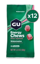 GU Energy Chews, Energy Gel Gummies, Watermelon, 12ct Box