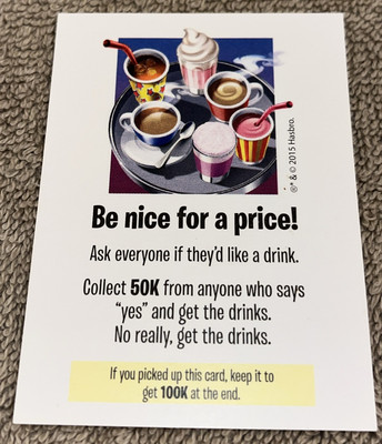 2015 Game Of Life-Action Card Be Nice For A Price!