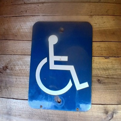 Vintage Porcelain Handicap Sign 10'' X 7''