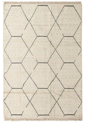 New Luxury Design Color Ivory & Gray Moroccan Wool Rug Handmade Design Carpet Ru