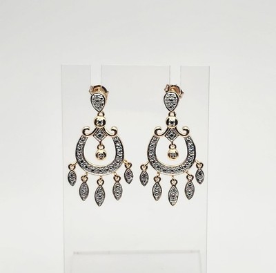 Ross Simons Vintage Sterling Silver Vermeil Genuine Diamond Chandelier Earrings
