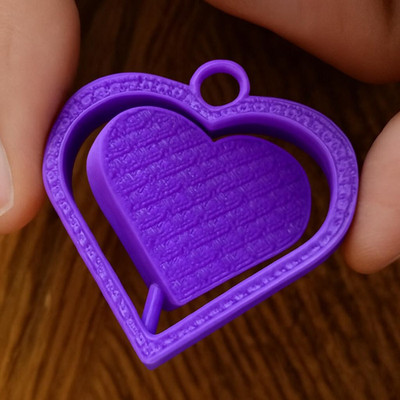 Spinning Heart Fidget Toy 3D Printed Keychain