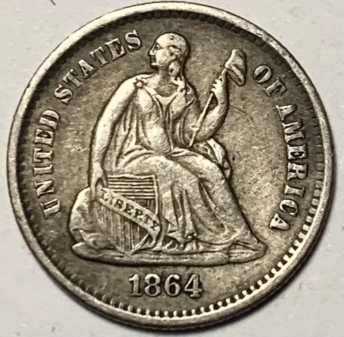 1864-S  Original Seated  Liberty Half Dime Awesome No Problem CH/ VERY FINE