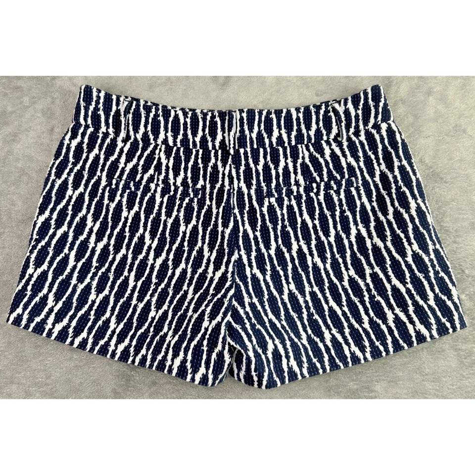 Pantalones Cortos Loft Ann Taylor Riviera Talla 6 Azul Marino Blanco Texturizado Geométrico Boho Preppy Foto 3 de 4