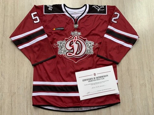 KHL Dinamo Riga Latvia Game Worn Ice Hockey Jersey Shirt Dynamo #52 SETDIKOV