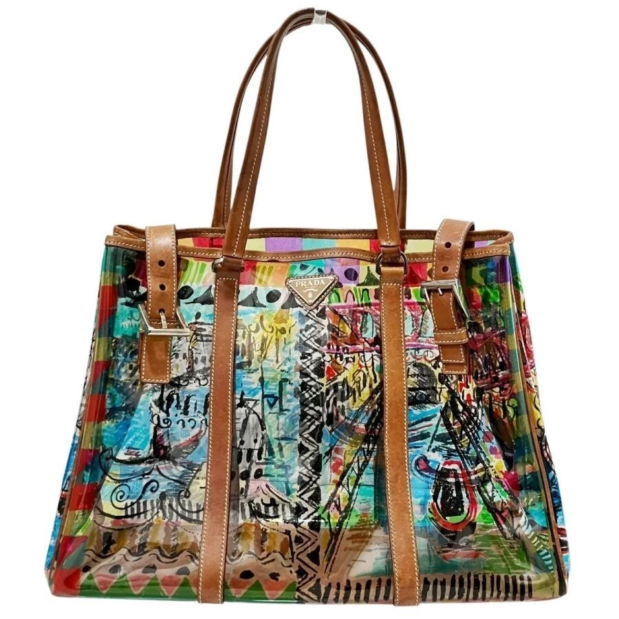 PRADA プラダ クリアトートバッグ ベネチア総柄 ビニール×レザー PRADA Vinyl Exterior Bags & Handbags for Women for sale | eBay
