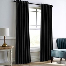 Dreaming Casa Darkening Black Velvet Curtains for Living Room Thermal Insulat...