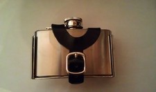 BUCKLE/BELT - FLASK - W/LEATHER STRAP - UNISEX - 3oz. QUENCHING DEVICE - NEW 