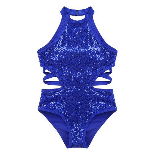 Kids Girls Rompers Dance Unitard Sparkly Bodysuit Cutouts Leotard Performance - Picture 33 of 81