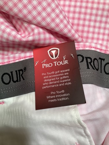 PRO TOUR Men’s 42 Super Pink Shorts Checked COOL MOTION PLAY NWT - Picture 6 of 6
