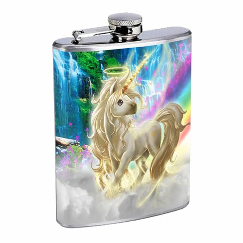Unicorns D9 Flask 8oz Stainless Steel Hip Drinking Whiskey Mythical