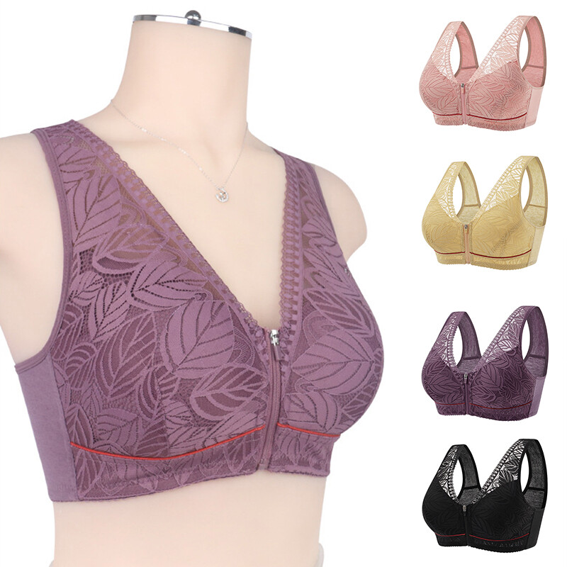 Push Up Bra Women Underwear Sports Bra Lace Vest Lingerie Fastening Zip Front
