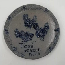 Rowe Pottery Works - Three 3 French Hens- 12 Days of Christmas Plates