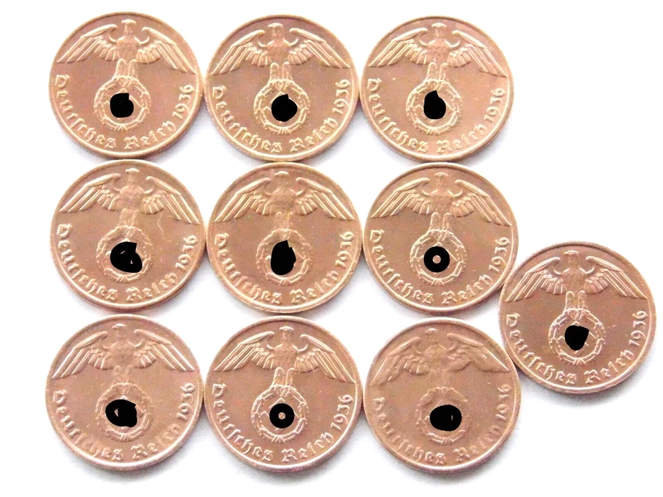 GERMAN 1 REICHSPFENNIG 1936 A SWASTIKA COPPER Coin 3RD WW2 +RARE UNC Rpf Pfennig - Image 2 of 3