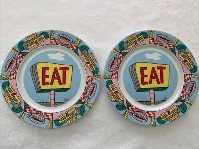 Block Spal Eat N  Drink 8  plates. Rodney Greenblat.  Set Of 2.