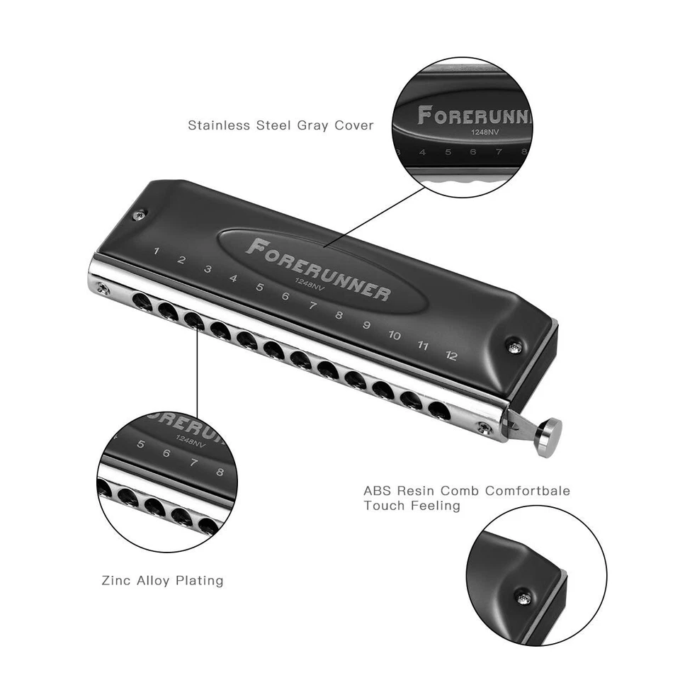 EASTTOP Harmonica adulte chromatique professionnel 12 trous 48 tons en Do Gift - Photo 4/4
