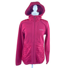 Columbia Women's Red Hooded Fleece Full Zip Jacket Size Small