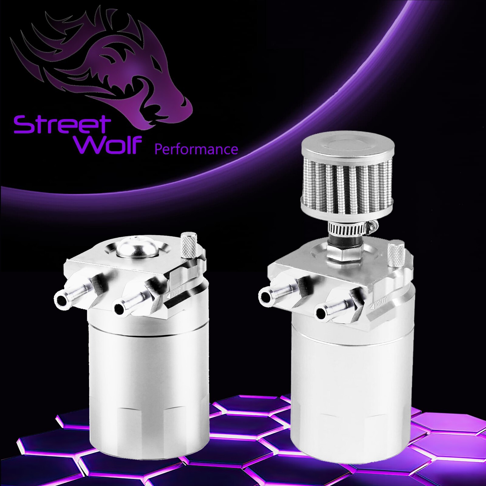 Oil Catch Can Reservoir Baffled Tank Breather Universal Silver Fits Ferrari