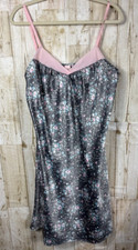 Cabernet Satin Slip Dress Nightgown M Pink Floral Vintage Retro