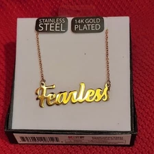 16" FEARLESS Necklace GOLD PLATED Stainless Steel metal novelty Kipp Brothers