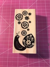 Bird With Flowers Rubber Stamp