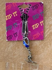 Zip It Zipper Pull Pendant Charm Silver-tone Skier Enameled NEW