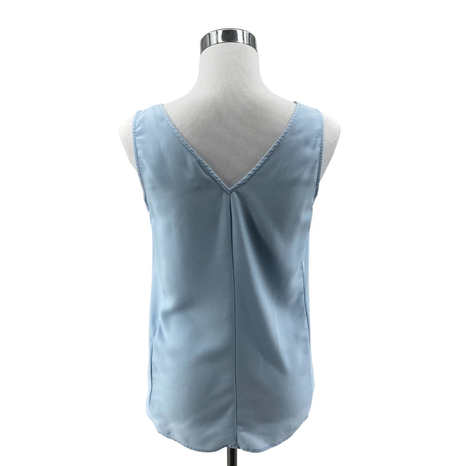 Camiseta sin mangas Nordstrom para mujer pequeña azul lisa sin mangas cuello en V pulóver ligero Foto 4 de 4