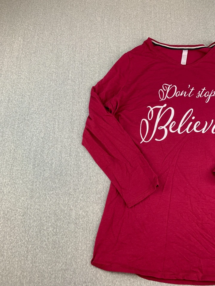 Топ женский Sleep by Cacique PJ 14/16 красный «Не переставайте верить» мягкий эластичный б/у в отличном состоянии - Изображение 4 из 4