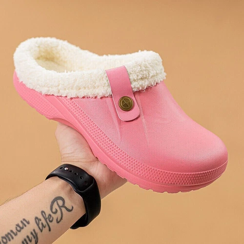 Ciabatte uomo donna classiche foderate calde pelliccia sintetica slip on coppia zoccoli taglia - Foto 12 di 25