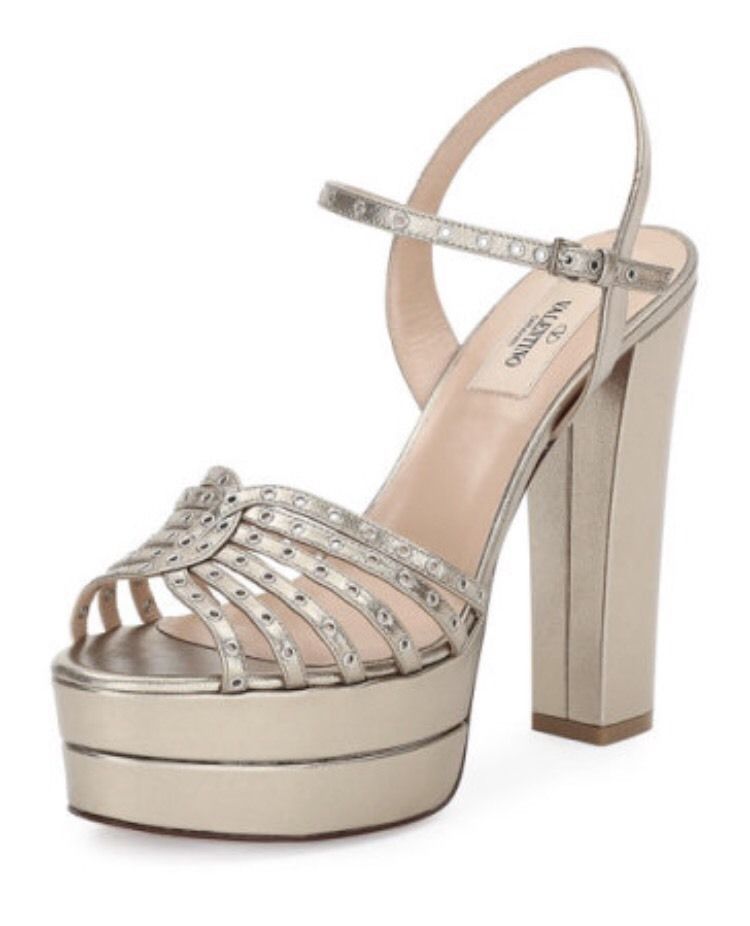Valentino Garavani Love Latch Metallic Platform Sandal, Alba $995