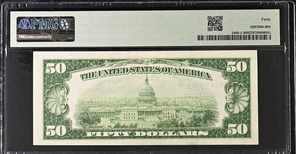 1929 $50 fifty dollar San Francisco Brown seal PMG National Banknote FRBN 880-L - Image 2 of 3