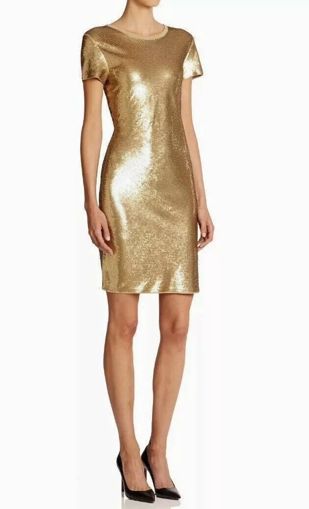 Brand New with Tags Michael Kors Gold Sequin Bodycon Dress M