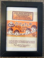 1964 Beatles Original Hood Krunch Coated Ice Cream Bar Wrapper Framed