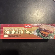 Hy-vee Baggies Food Storage Bags Plastic, Sandwich bags  , 80 Count