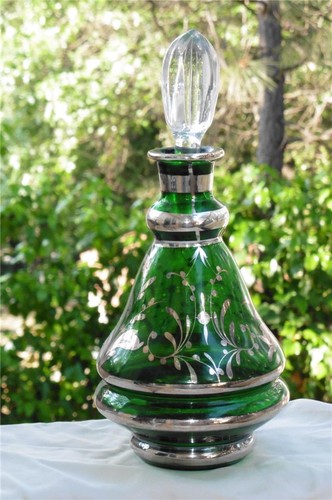 Decantador de plata esterlina verde bosque de colección diseño floral superposición - Imagen 4 de 8