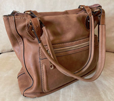 L.CREDI München fantastica borsa a tracolla da donna in ecopelle 2 manici marrone 36x34x11