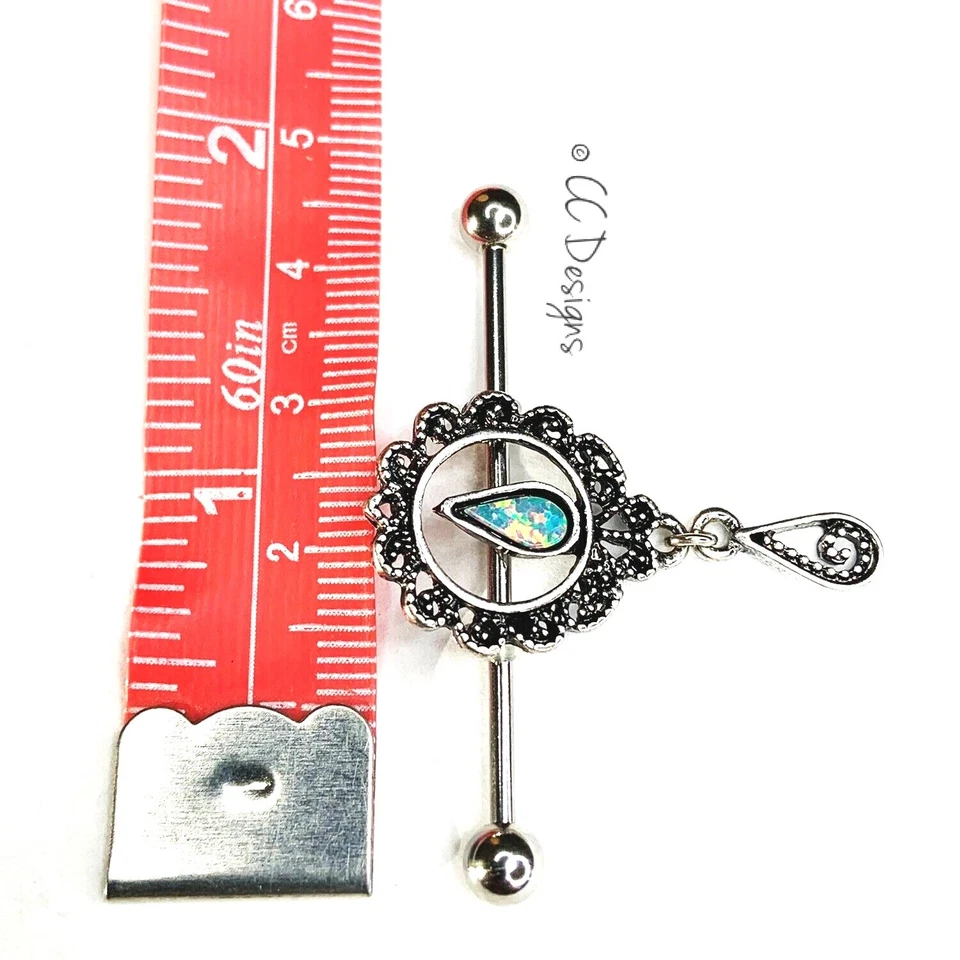 Barra Industrial Boho Sol Flor Doplet Resina Colgante Brillante 14g (H91) Foto 2 de 2