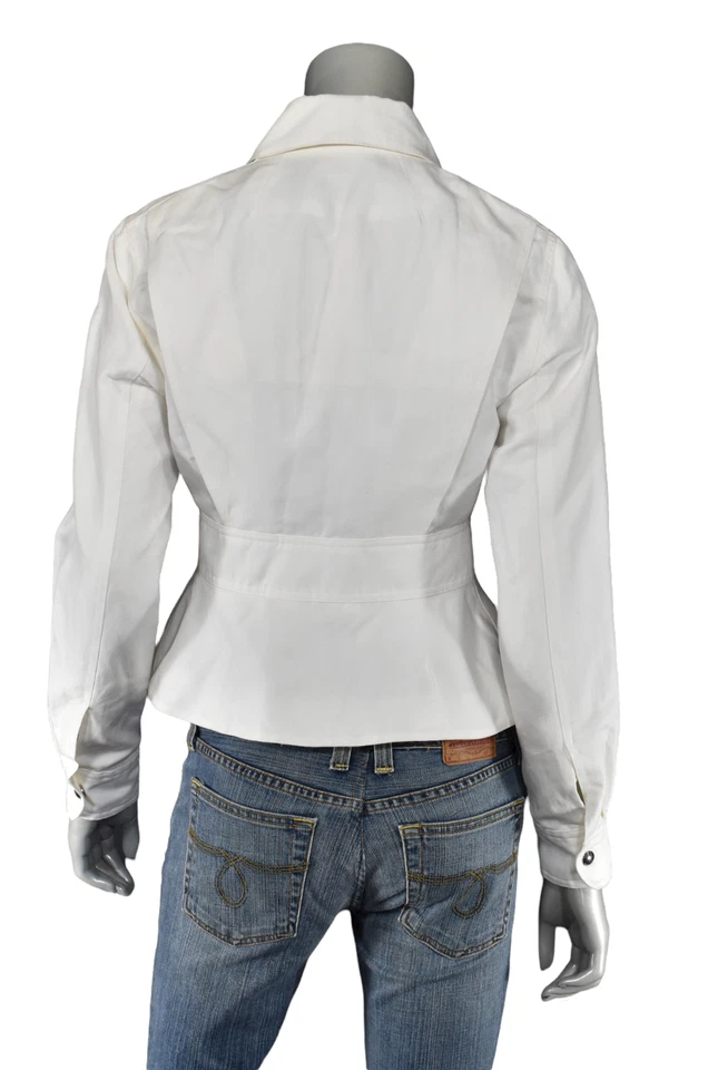 Chaqueta Corta Ralph Lauren Etiqueta Púrpura Blanca Algodón Lino Nueva $1998 Foto 2 de 4