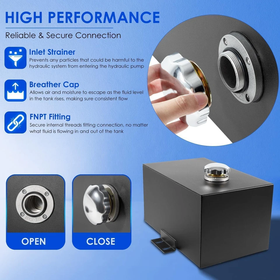 5 Gallon 14 Gauge Steel Hydraulic Fluid Reservoir Tank with Breather Cap - Image 4 of 4